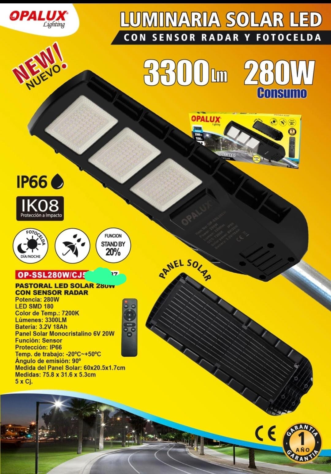 Pastoral de 280w solar Opalux