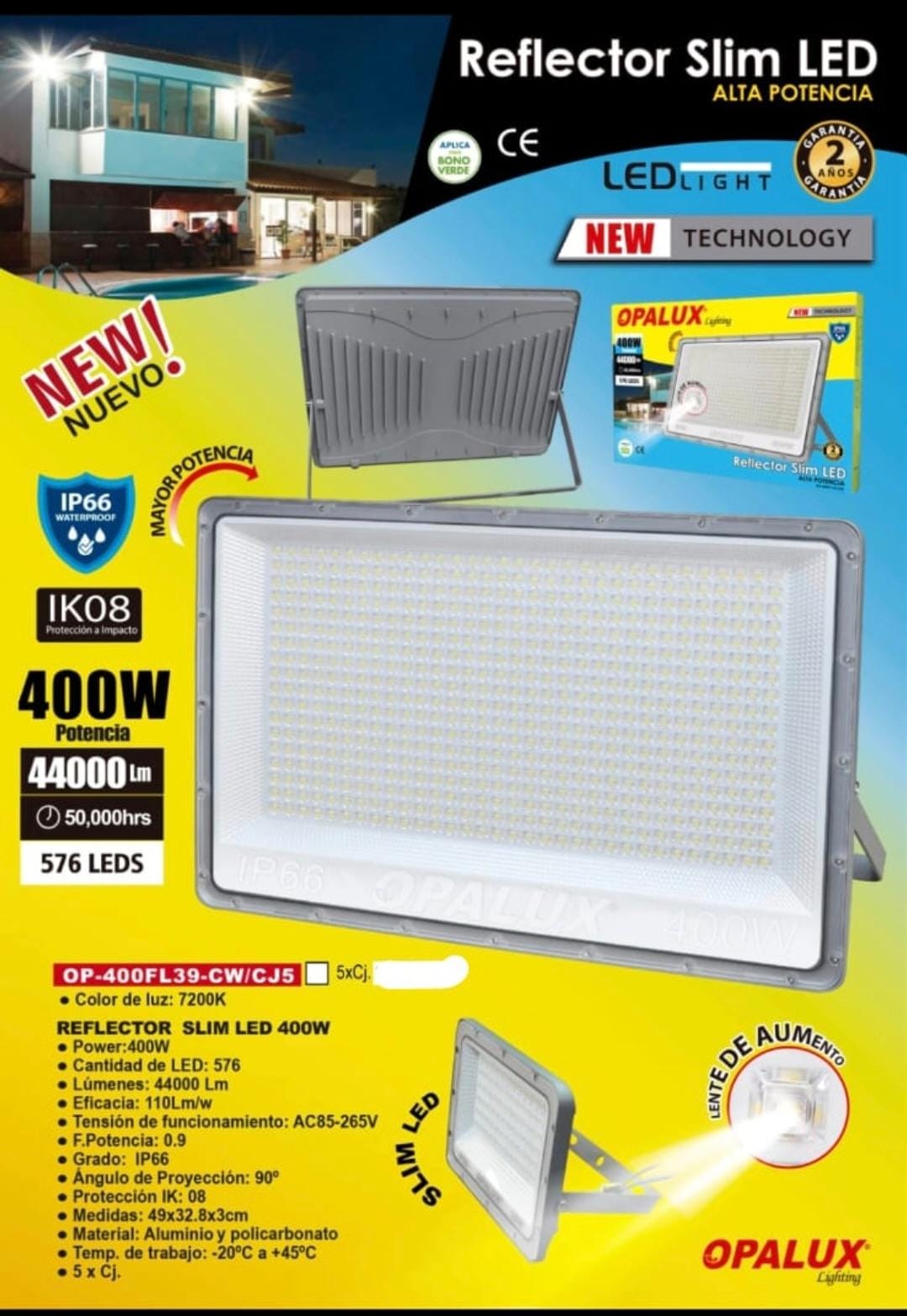 Reflector de 400 slim opalux
